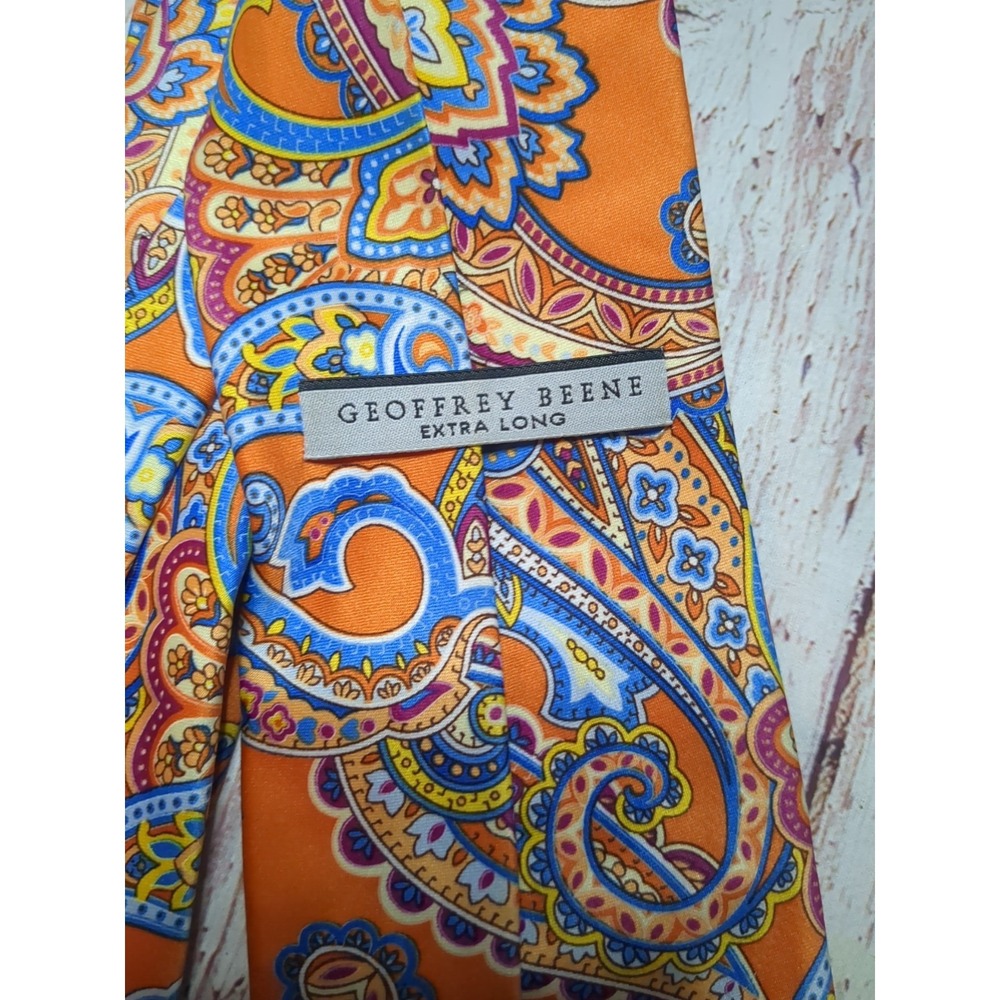 Geoffrey Beene Men's Extra Long Tie Paisley Pattern‎ 63" x 3½" - Picture 2 of 3